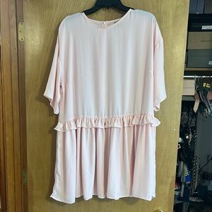 Pink Ruffle Hem Women's Top